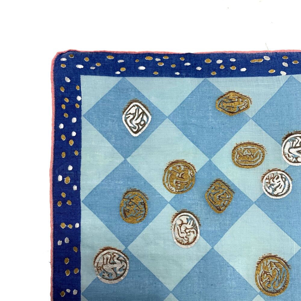 Something Blue Harlequin Wedding Handkerchief Met… - image 2